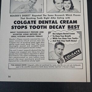 1951 Colgate Ribbon Dental Cream Toothpaste Vintage Print Ad‎ Comic Story Panels